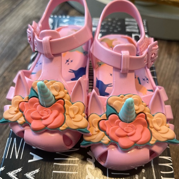 Mini Melissa Aranha + Fabula B Unicorn Horn Sandals Toddler Girls Size 6 Velcro - Picture 3 of 8
